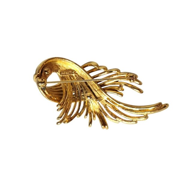 Vintage Monet Gold Tone Ribbon Brooch Pin Costume Jewelry - Picture 2 of 5